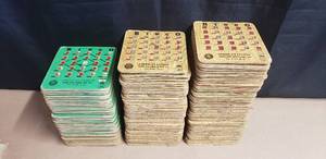 lot 54 image: 125 Vintage Bingo King Pla-Mor Bingo Cards - American Legion Post 569