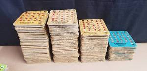 lot 55 image: 145 Vintage Bingo King Pla-Mor Bingo Cards - Veterans Memorial