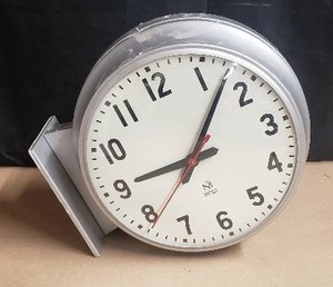 lot 176 image: Vintage NationalRauland Double Sided Wall Clock - 12 Face with Metal Frame and Glass Sides