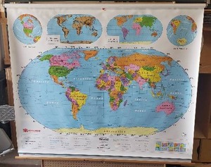 lot 180 image: Vintrage Nystrom World and US Pull-Down Map