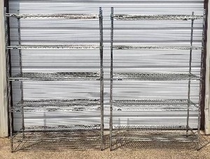 lot 192 image: Pair of Heavy Duty Steel Metro Wire Super Erecta Shelves - Shelfs Measure 48L x 24 W x 75H and 42L x 24 W x 75H