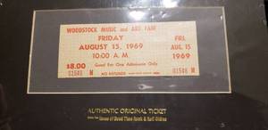 lot 1 image: Woodstock Original Ticket with LOA, Aug. 15, 1969