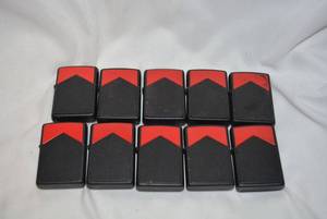 lot 296 image: Marlboro Black and Red Zippo Lighters, 10 Total