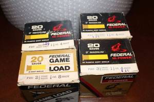 lot 192 image: Federal 20 Gauge Shot Shells, 4 Boxes