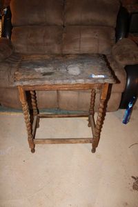 lot 16 image: Vintage Solid Wood End Table with Spiral Legs