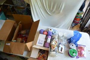 lot 104 image: Yarn, Ribbon, Fabric Paint, Glue Sticks and Scissors