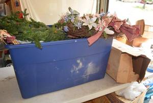lot 126 image: Christmas WreathsGreenery, Christmas Lights and Gift Bags