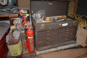 lot 151 image: Toolbox and Fire Extinguishers
