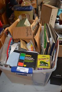 lot 162 image: Office Supplies Dry Erase Markers, Mini Stapler, Tape, Note Pads and More