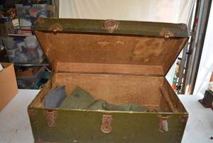 lot 83 image: Vintage Military Foot Locker and Contents