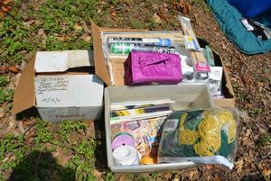 lot 245 image: Craft Books, Fold-up Storage Bag, Curling BrushIron, Saw-Rita and King Size Blanket