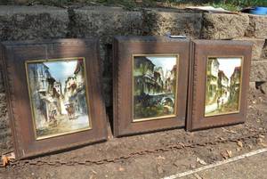 lot 266 image: 3 Framed Canvas Paintings, signed by Artist (One Canvas needs restretched)
