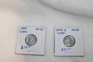 lot 362 image: Lincoln Wheat Ears Steel 1943 and 1943-S (2 Total)