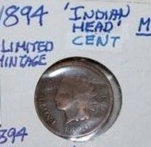 lot 363 image: Indian Head Cent 1894 MS-60 (Mintage Limited Rare)