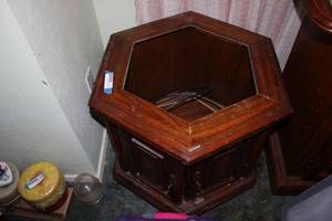lot 199 image: Hexagonal Storage End Table (Top Needs Replaced)