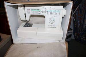 lot 201 image: Euro-Pro Demin Sewing Machine, Model 1262D with Case