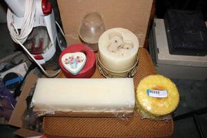 lot 200 image: Candles 3-Wick Candles and Large Rectangle Candle and More