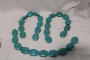 lot 397 image: (3) sets of 10 Turquoise oval cabochon stones. Varying matrix but color matched for jewelry, belts, etc.