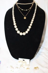 lot 430 image: Faux pearl jewelry. Includes necklaces and earrings.