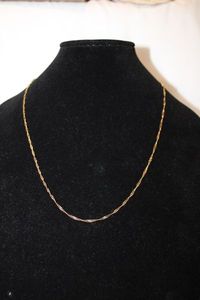lot 449 image: Thick Sterling silver vermeil (gold over silver) twisted cable chain necklace. 24L Lobster clasp. Marked 925 Italy w storage pouch