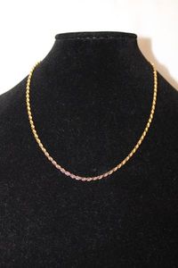 lot 454 image: Thick Sterling silver vermeil (gold over silver) French rope chain necklace. 20L Lobster clasp. Marked 925 Italy