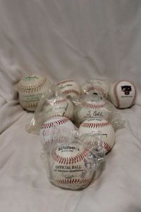 lot 499 image: Baseballs Includes All-American, Ty Cobb, Walter Johnson, Ted Williams, Texas Rangers and Softball