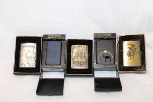 lot 519 image: Zippo Lighters, Various Designs, 5 Total
