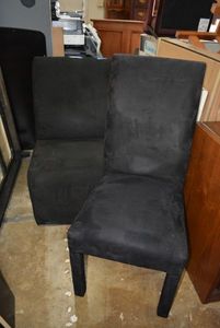 lot 89 image: Black Velvet Upholstered Chairs, 2 Total see pictures