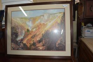 lot 96 image: The Grand Canyon of the Yellowstone, c.1893 by Thomas Moran, Framed and Matted