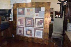 lot 98 image: Contemporary Wall Art, has Bed Bath & Beyond Sticker with Wide Frame