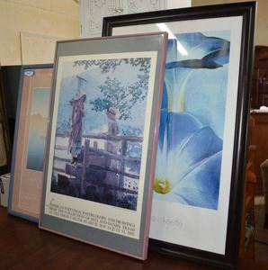 lot 100 image: Winslow Homer Framed Poster (1878), Summer Morning British Columbia Markgraf Print Framed and Matted, and Georgia OKeeffe Blue Morning Glories Print
