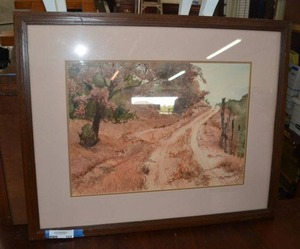 lot 102 image: Jim Jones signed Watercolor Artist Print Framed and Matted