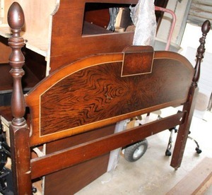 lot 11 image: Antique Poster Headboard and Footboard Plus Side Boards, See Pictures 4.5 Feet Wide Full Size