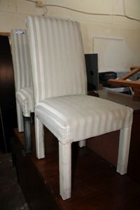 lot 88 image: Upholstered High Back Dining Chairs, 2 Total