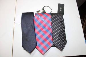 lot 243 image: Mens Ties Still with Tags Saks Fifth Avenue Silk Tie, Texas Rangers and Boss Brands