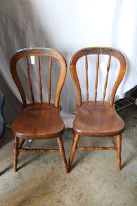 lot 129 image: Two French Country Wooden Kitchen Chairs