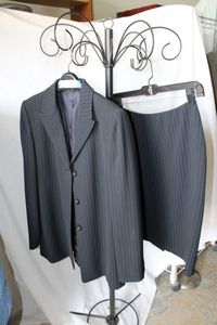 lot 28 image: Womens Clothes Linda Allard Ellen Tracy Striped Skirt size 10 and Jacket size 6