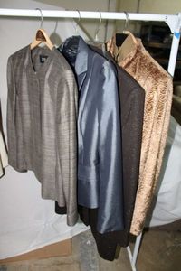 lot 113 image: Womens Clothes Ellen Tracy Jacket Size 10, Antonio Melani Jacket Size 8, Ellen Tracy Brown Wool Jacket Size 10, and Oscar De La Renta Jacket Size 10 and Sweater