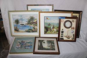lot 171 image: Generous Amount of Wall Art including a Lighthouse shadow Box