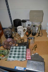 lot 66 image: Misc. Lot Can Opener, Coffee Grinder, Mugs, Salt and Pepper Grinders and More