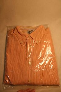 lot 366 image: Robert Graham designer mens shirt. Orange stripe shirt XL. Label intact. Good condition.