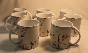lot 339 image: (Set of 8) 222 On Fifth (Saks Fifth Avenue) Egremont Bird mugs No chips