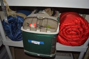 lot 200 image: CampingFishing Lot Sleeping Bags, Fishing Lure Case
