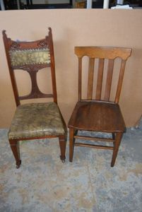lot 51 image: Antique Chairs, 2 Total (One looks to be real alligator hide)