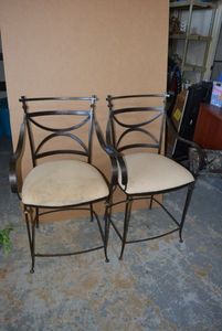 lot 43 image: Metal Frame Bar Height Chairs, 2 Total