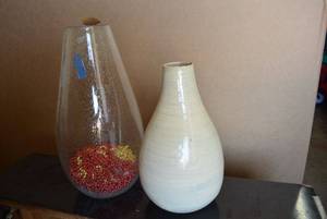 lot 264 image: Bamboo Vase and Large Glass-Blown Vase