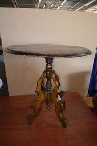 lot 169 image: Round Sound Wood Pedestal End Table with Finial at the Bottom
