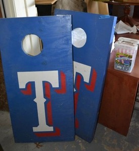 lot 190 image: Texas Rangers Cornhole Game with Bean Bags