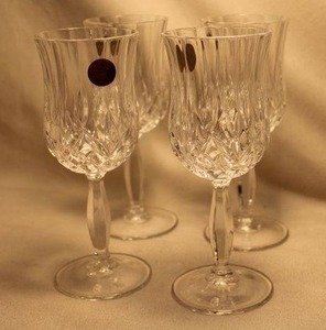 lot 360 image: Set4 - Royal Doulton 24% lead crystal glasses w orig. labels. Marked. No chips or fleabites.7H