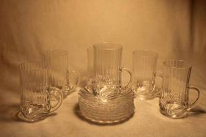 lot 332 image: (6) Crystal handled Turkish tea glasses wunder saucers